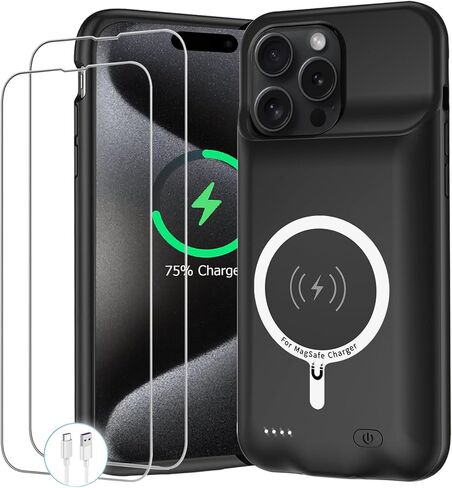 Battery Case for iPhone 13 Pro, Upgraded Real 10000mAh Portable Protective Charging Case with Wireless Charging Compatible with iPhone 13 Pro (6.1 inch) Battery Pack Charger Case with Carplay (Black) in Saudi Arabia