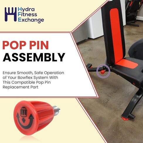 Hydra Fitness Exchange Weight Bench Adjusting Pop Pin Assembly 1000512594 | Round Red Plastic Knob Silver Insert | Exercise Fitness Workout Equipment for Home Gym Accessories Bow-Flex Strength System in Saudi Arabia