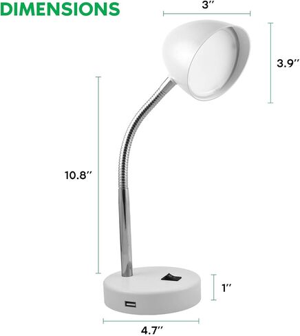 مصباح مكتب Maxlite LED مع منفذ شحن USB ، مصباح مكتب أخضر ، رقبة قابلة للتعديل ، مفتاح تشغيل/إيقاف ، مصباح طاولة حديث للقراءة ، العمل أو المدرسة ، الضوء الدافئ الدافئ in Kuwait