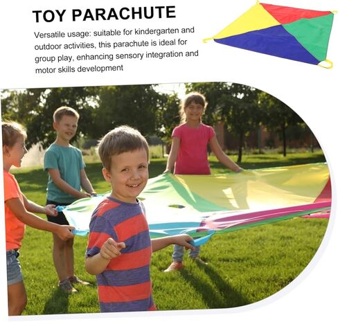 Totority 1m Rainbow Parachute for Boy Girl Play Parachute for Toddlers Encourages Teamwork and Creativity Outdoor Games for Kindergarten Groups in Saudi Arabia