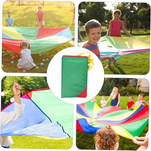 Totority 1m Rainbow Parachute for Boy Girl Play Parachute for Toddlers Encourages Teamwork and Creativity Outdoor Games for Kindergarten Groups in Saudi Arabia