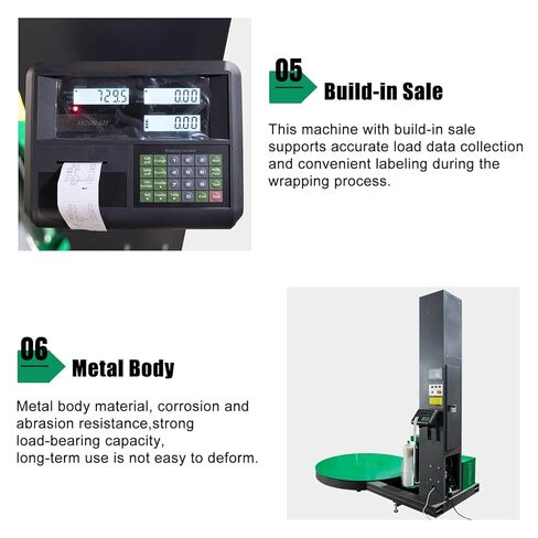 Industrial Pallet Wrapping Machine – Heavy-Duty Stretch Film & Shrink Wrap Bundler, 65 in Automatic Turntable with Built-in Scale for Warehouse, Logistics, 4400 Lbs Load, 110V, 1500W in Kuwait