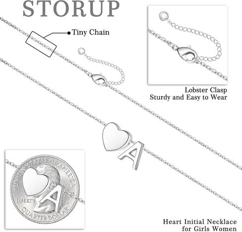 storup هدايا عيد الأم للفتيات في سن المراهقة قلادة، s925 الفضة الاسترليني القلب الأولي a-z قلادة قلادة القلائد القلب الصغير للفتيات عيد ميلاد الأمهات هدايا عيد للفتيات النساء هدايا المجوهرات in Kuwait