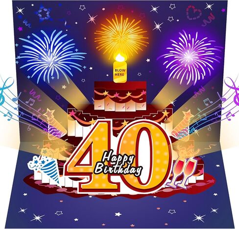 Eiurteao 50th Birthday Cards Pop Up 3D Cake - Fireworks Lights & Music & Blowable Candle Card Funny Happy 50th Birthday Card Gifts for Women Men Mom Grandma Wife Sister Friend in Kuwait