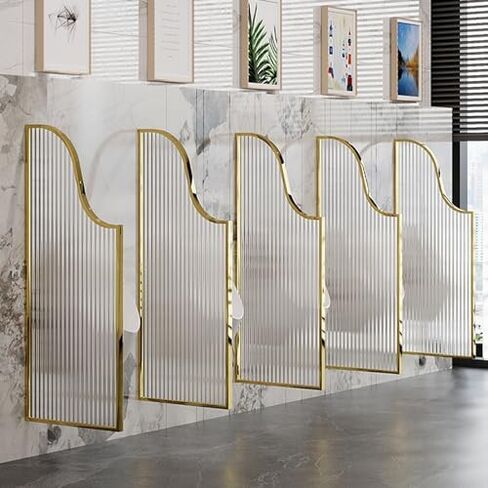 حاجز مرحاض من الزجاج المقسى، مقسم مبولة للخصوصية، فاصل للحمامات التجارية، حاجز حائط للحمامات، شاشة حمام أنيقة ومتينة (قطعتان ذهبيتان شامبانيا) in Kuwait