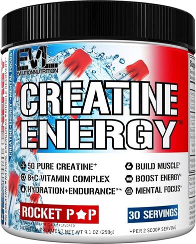 Evlution Nutrition Creatine 5000 - يدعم التعافي بشكل أسرع ونمو العضلات النحيف - مسحوق ما قبل وبعد التمرين - 5000 ملغ من الكرياتين أحادي الهيدرات لكل وجبة - 60 حصصًا - غير متوفرة in Saudi Arabia