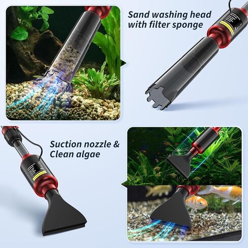 Fish Tank Cleaner, Aquarium Gravel Cleaner, 530GPH/32W Electric Fish Tank Cleaning Tools, Adjustable Water Flow Fish Tank Gravel Cleaner Vacuum, Aquarium Cleaner Kit for Water Chang Filter, Wash Sand in Kuwait