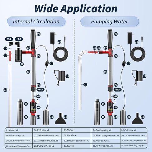 Fish Tank Cleaner, Aquarium Gravel Cleaner, 530GPH/32W Electric Fish Tank Cleaning Tools, Adjustable Water Flow Fish Tank Gravel Cleaner Vacuum, Aquarium Cleaner Kit for Water Chang Filter, Wash Sand in Kuwait