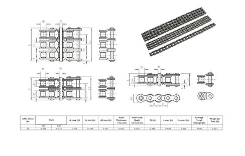 Future Roller Chain, ANSI #35 with 2 Connecting Links, Multiple Sizes (1, 5 Feet) in Kuwait