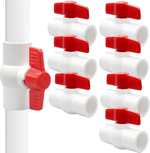 TTFLEX 3/4 inch PVC Ball Valve with Slip Connections, 8 PCS PVC Shut Off Valves with Smooth Quarter-Turn, Water Pipe Valve for Swimming Pool Filter, Irrigation, Sprinkler, Home Water Filter Systems in Saudi Arabia