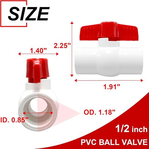 TTFLEX 3/4 inch PVC Ball Valve with Slip Connections, 8 PCS PVC Shut Off Valves with Smooth Quarter-Turn, Water Pipe Valve for Swimming Pool Filter, Irrigation, Sprinkler, Home Water Filter Systems in Saudi Arabia