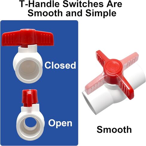 TTFLEX 3/4 inch PVC Ball Valve with Slip Connections, 8 PCS PVC Shut Off Valves with Smooth Quarter-Turn, Water Pipe Valve for Swimming Pool Filter, Irrigation, Sprinkler, Home Water Filter Systems in Saudi Arabia