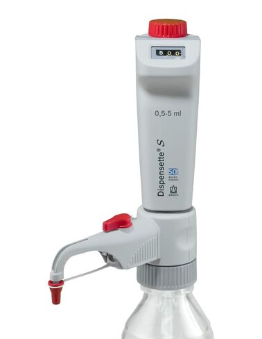 BRANDTECH Scientific 4600331 موزع زجاجة رقمي S مع صمام إعادة تدوير، سعة 0.5 مل - 5 مل in Saudi Arabia