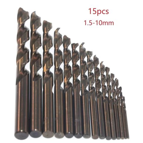 15 قطعة 1.5-10 مللي متر M35 الكوبالت HSS Co عالية السرعة الصلب لقمة ثقب مجموعة المعادن الخشب العمل مستقيم عرقوب تويست مثقاب الخشب أدوات كهربائية in Kuwait
