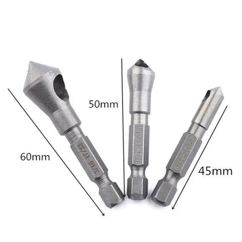 3Pcs Steel Countersink Deburring Drill Taper Hole Cutter Steel Aluminum Countersunk Head Chamfering Tools Metal Drill Bit Kit in Saudi Arabia