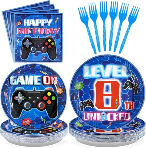 Grencian 96pcs Young Wild و Three Birthday Party Supplies Smile Smile Face Party Party Plate و Dapkins يمكن التخلص منها بالابتسامة الابتسامة الابتسامة الثالثة لزخارف استحمام الطفل. in Kuwait