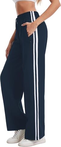 بنطال رياضي قطني للسيدات من Houmous بنطال رياضي واسع الساق قابل للتمدد رياضي فضفاض للركض وجيوب بسحاب in Kuwait