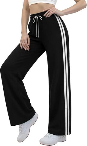 Susclude المرأة الثقيلة الوزن واسعة الساق Sweatpants فضفاض القطن متعرج بعقب صالة عادية بنطلون يغري الساقين Y2k سراويل أنيقة in Kuwait