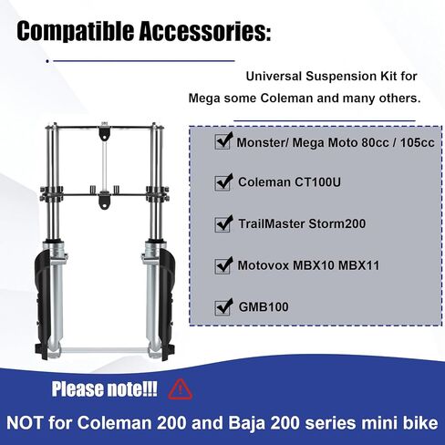 طقم تعليق الدراجة الصغيرة - طقم تعليق الشوكة الأمامية للدراجة الصغيرة بديل لكولمان CT100U/TrailMaster Storm 200/GMB100، مجموعة ترقية إطار شوكة ممتص الصدمات للدراجات النارية الصغيرة (فضي) in Kuwait