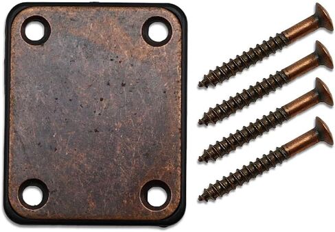 Metal Electric Guitar Neck Plate 4 Holes with Screws For Fender Strat Tele Guitar or Jazz Bass (Red copper) in Saudi Arabia