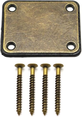Metal Electric Guitar Neck Plate 4 Holes with Screws For Fender Strat Tele Guitar or Jazz Bass (Red copper) in Saudi Arabia