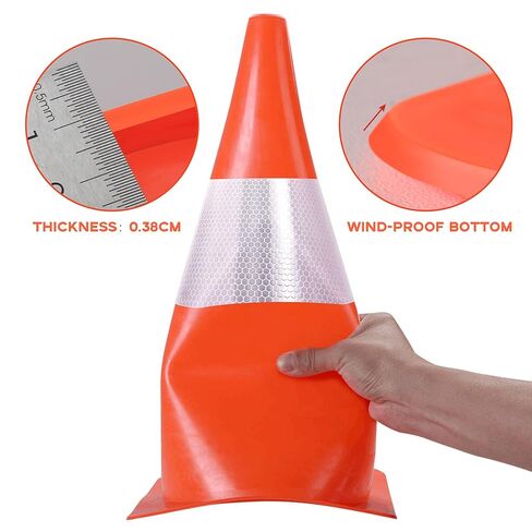 18 Inch 4 Pack Traffic Safety Cones with Reflective Collars,Orange Hazard Caution Cone Road Street Parking Cone, Plastic Cone for Driving Practice,Construction Keep Security Distance Barriers in Kuwait
