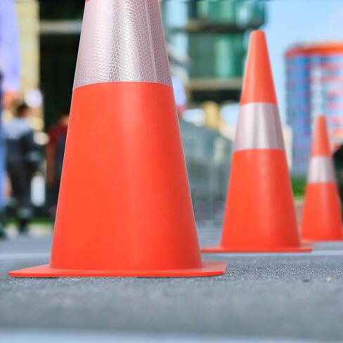 18 Inch 4 Pack Traffic Safety Cones with Reflective Collars,Orange Hazard Caution Cone Road Street Parking Cone, Plastic Cone for Driving Practice,Construction Keep Security Distance Barriers in Kuwait