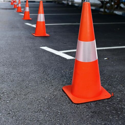 18 Inch 4 Pack Traffic Safety Cones with Reflective Collars,Orange Hazard Caution Cone Road Street Parking Cone, Plastic Cone for Driving Practice,Construction Keep Security Distance Barriers in Kuwait