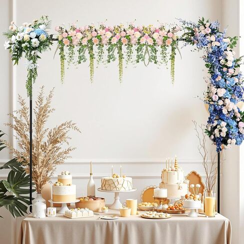 Over The Table Rod Stand with Clamps Adjustable 31.5"-98.5" Length 16.5"-48.5" Height Metal Table Balloon Arch Hanging Rod Stand for Party Wedding Anniversary Christmas Decoration(Color:Black) in Saudi Arabia