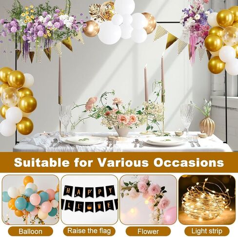 Over The Table Rod Stand with Clamps Adjustable 31.5"-98.5" Length 16.5"-48.5" Height Metal Table Balloon Arch Hanging Rod Stand for Party Wedding Anniversary Christmas Decoration(Color:Black) in Saudi Arabia