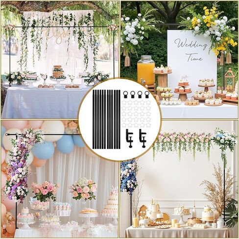 Over The Table Rod Stand with Clamps Adjustable 31.5"-98.5" Length 16.5"-48.5" Height Metal Table Balloon Arch Hanging Rod Stand for Party Wedding Anniversary Christmas Decoration(Color:Black) in Saudi Arabia