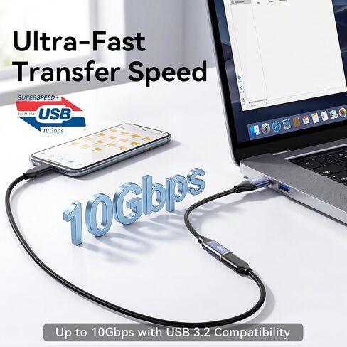 USB C أنثى محول USB الذكور ، محول كبل USB A إلى USB C مع نقل البيانات وشحنها 10 جيجابت في الثانية من أجهزة الكمبيوتر المحمول ، الكمبيوتر ، قرص فلاش ، رابط Quest ، شاحن in Saudi Arabia