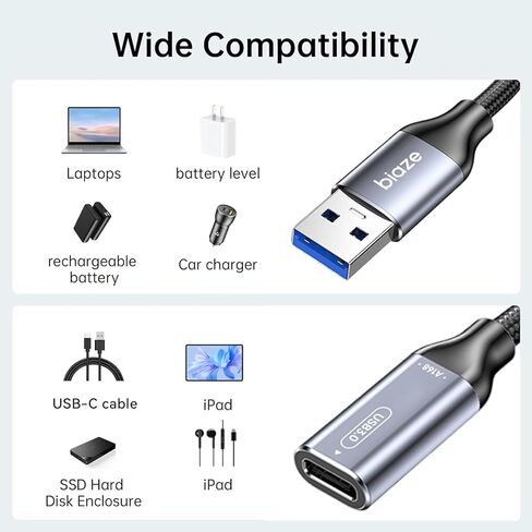 USB C أنثى محول USB الذكور ، محول كبل USB A إلى USB C مع نقل البيانات وشحنها 10 جيجابت في الثانية من أجهزة الكمبيوتر المحمول ، الكمبيوتر ، قرص فلاش ، رابط Quest ، شاحن in Saudi Arabia