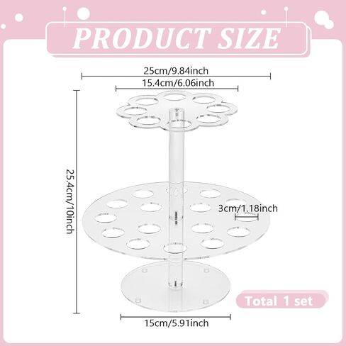 2-Tier Acrylic Ice Cream Holder Stand, Party Holder Stand with 24 Holes Clear Vertical Party Stand with Stable Base for Wedding Birthday Dessert Table Decoration, 9.84 x 6.1 Inch in Saudi Arabia