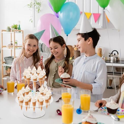 2-Tier Acrylic Ice Cream Holder Stand, Party Holder Stand with 24 Holes Clear Vertical Party Stand with Stable Base for Wedding Birthday Dessert Table Decoration, 9.84 x 6.1 Inch in Saudi Arabia