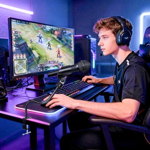 حامل ميكروفون BILIONE 2 في 1 مع مشبك هاتف، حامل ذراع ميكروفون مرن 13 بوصة للمنصة، والمحاضرات، والبودكاست، والاستوديو، وحامل ميكروفون متوافق مع Shure SM58، Beta 58A، Samson Q2U in Kuwait