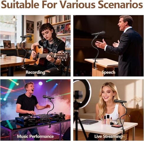 حامل ميكروفون BILIONE 2 في 1 مع مشبك هاتف، حامل ذراع ميكروفون مرن 13 بوصة للمنصة، والمحاضرات، والبودكاست، والاستوديو، وحامل ميكروفون متوافق مع Shure SM58، Beta 58A، Samson Q2U in Kuwait