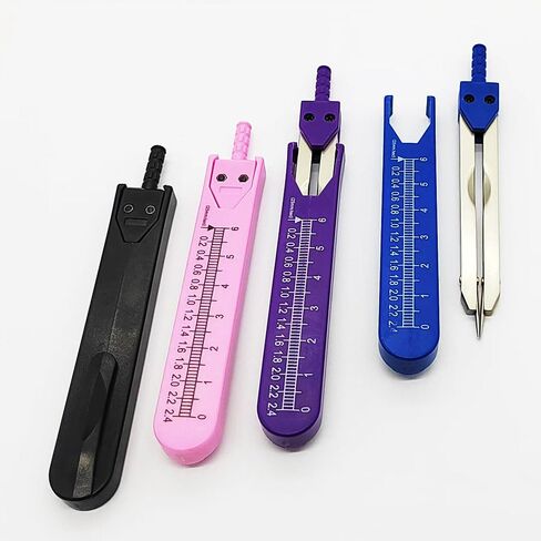 Airgoesin 4pcs ECG EKG Caliper Divider Compass, Electrocardiogram Measuring Drafting Tool for Nursing or Doctor (11.5cm/4.5inch), Black/Blue/Pink/Purple ECG EKG Divider with Ruler in Saudi Arabia