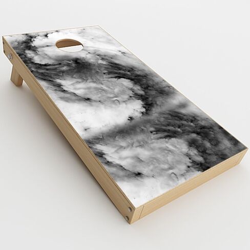 Skin Decal Vinyl Wrap for Cornhole Game Board Bag Toss (2xpcs.) Skins Stickers Cover/Black White Swirls Marble Granite in Saudi Arabia