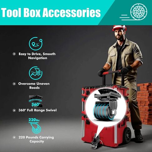 مجموعة عجلات أمامية فولاذية مطورة تناسب Milwaukee 48-22-8427/8426 صندوق أدوات التعبئة - سعة 220 رطل، تصميم قابل للطي لسهولة التخزين والشحن in Kuwait