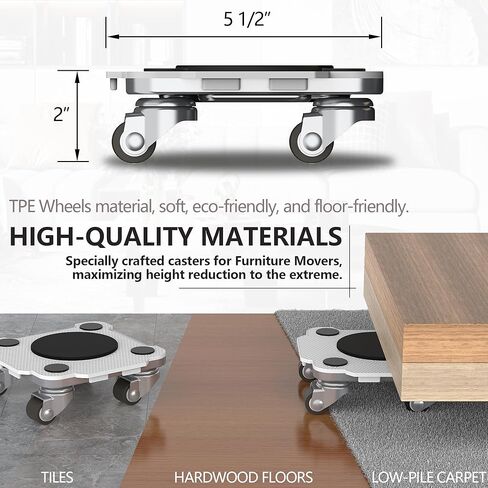 ONEON Furniture Mover Pro Set - Enhanced Dolly and Lifter with Custom TPE Wheels for Easy Furniture Lifting and Moving - Professional Tool for Effortless Furniture Transport (Light Gray) (OM-310-PRO) in Kuwait