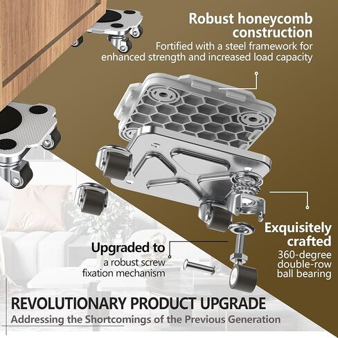 ONEON Furniture Mover Pro Set - Enhanced Dolly and Lifter with Custom TPE Wheels for Easy Furniture Lifting and Moving - Professional Tool for Effortless Furniture Transport (Light Gray) (OM-310-PRO) in Kuwait