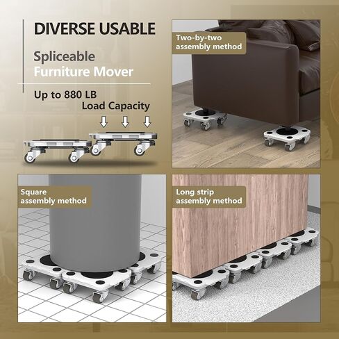 ONEON Furniture Mover Pro Set - Enhanced Dolly and Lifter with Custom TPE Wheels for Easy Furniture Lifting and Moving - Professional Tool for Effortless Furniture Transport (Light Gray) (OM-310-PRO) in Kuwait