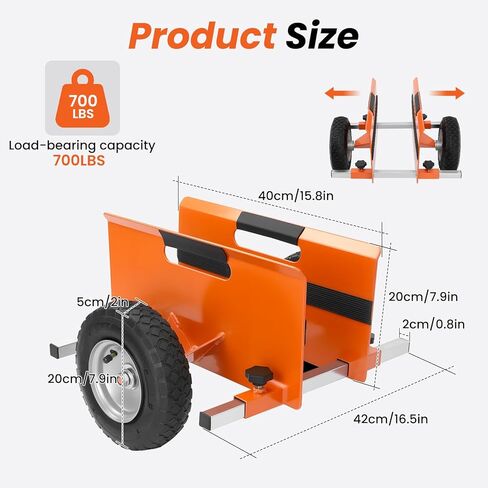 عربة دوللي لوحة مقاس 10 بوصات: عربة الحوائط الجافة شديدة التحمل بسعة 700 رطل، عجلات هوائية، إطار قابل للتعديل للجدران الجافة والخشب الرقائقي والأبواب | الاستخدام الداخلي والخارجي (برتقالي) in Kuwait