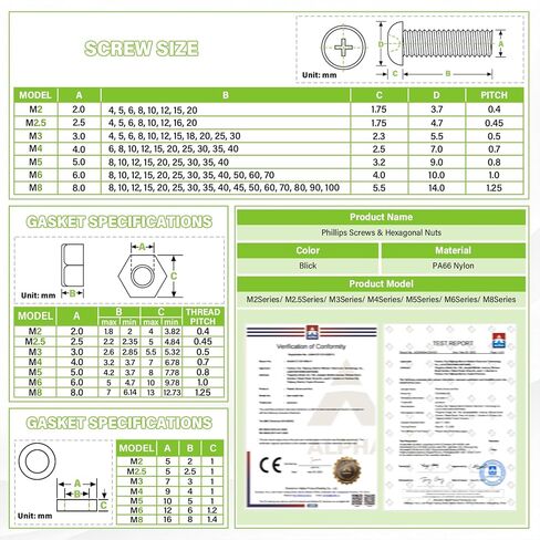90 قطعة / 30 مجموعة M8 * 20 مم من البلاستيك الأسود النايلون الصليب جولة رئيس المسمار سداسية الجوز مجموعة الجمع، مع غسالات عازلة، الحجم القياسي، DIY والتجميع الإلكتروني. in Kuwait