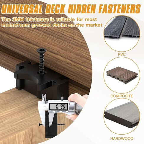 Deckit 300 PCS Hidden Deck Fasteners for Composite Decking - Universal Nylon Clips (Pre-Loaded Screws), 20 Starter Clips, Drive Guide & Bit, Fits Wood Frames (150 SQ.FT.) in Saudi Arabia