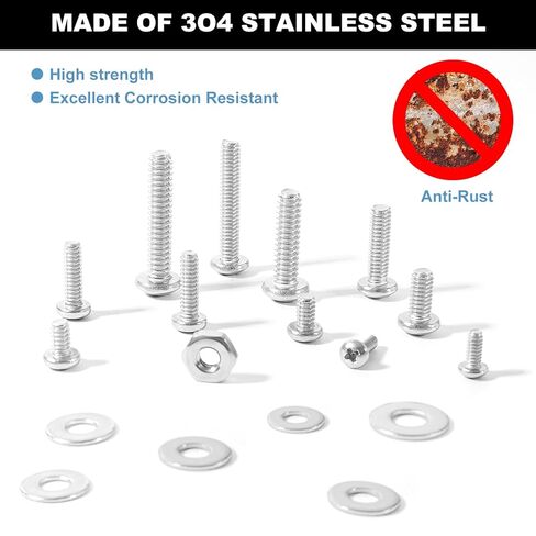 405Pcs SAE Machine Screws Bolts Nuts and Flat Washers Assortment Kit, #4-40#6-32#8-32#10-24, 304 Stainless Steel Phillips Pan Head Bolts Hex Nuts Flat Washers Set Kit with Storage Case in Saudi Arabia