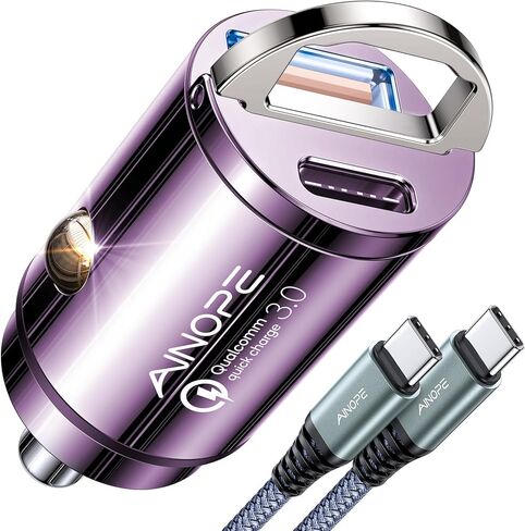 AINOPE 90W USB C Car Charger Fast Charging,[Smallest Metal] Car Charger USB C PD45W+QC3.0 Dual Port Cigarette Lighter Charge for iPhone 16 Pro Max Plus 15 14 13 iPad Samsung, Gold in Saudi Arabia