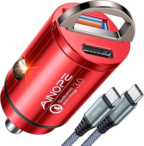 AINOPE 90W USB C Car Charger Fast Charging,[Smallest Metal] Car Charger USB C PD45W+QC3.0 Dual Port Cigarette Lighter Charge for iPhone 16 Pro Max Plus 15 14 13 iPad Samsung, Gold in Saudi Arabia
