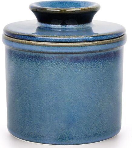 French Butter Dish, Butter Crock for Counter with Water Line, Ceramic Butter Keeper for Spreadable Butter - Chrismas Gift Home Kitchen Decor - Reactive Glaze Collection - Blue in Saudi Arabia